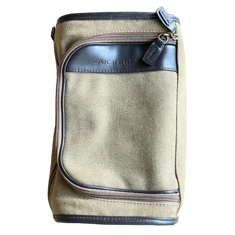 Dockers‎ Men's Brown Canvas Travel Toiletry Bag Case